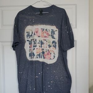 Gildan Heather Blue Lightweight Screen Print  Bleached Tee